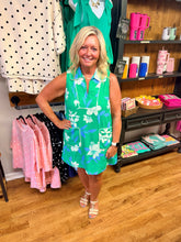 Load image into Gallery viewer, Emerald Bloom Contrast Trim Mini Dress