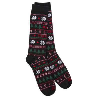 World's Softest Socks 1902 Merry Christmas Black Transit Crew