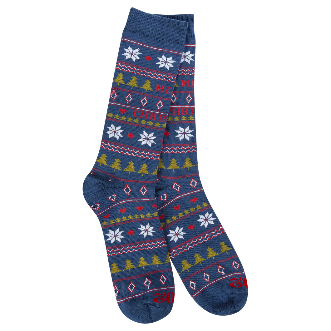 World's Softest Socks 1902 Merry Christmas Navy Transit Crew