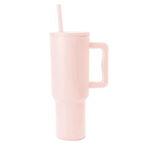 Light PInk 40 oz Stainless Steel Tumbler With Straw
