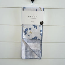 Load image into Gallery viewer, Blue Floral Waffle Knit Kitchen Towel