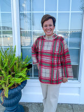 Load image into Gallery viewer, Plaid Mock Neck Taupe Sweater