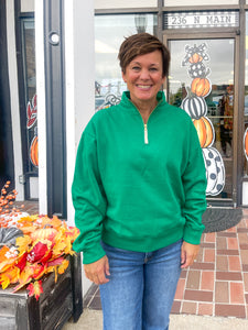 Green Half Zip Fleece Sweatshirt