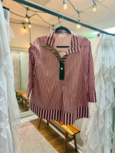 Load image into Gallery viewer, Dusty Pink Stripe Contrast Collar Top