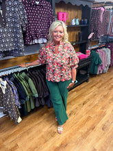 Load image into Gallery viewer, Hunter Green High Rise Wide Leg Pants With Front Seam Detail