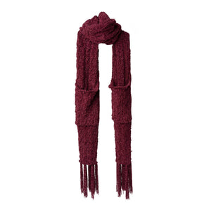 Cable knit scarf with built-in hand pockets- Assorted Colors