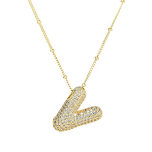 18K Gold Filled Balloon Bubble Initial Necklace