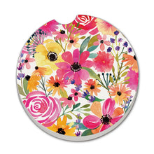 Load image into Gallery viewer, Floral Frenzy Absorbent Stone Car Coaster 1 Pk