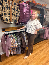 Load image into Gallery viewer, Ecru Polka Dot Short Sleeve Sweater Top