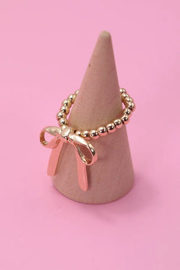 Gold Bow Ribbon Stretchable Ring