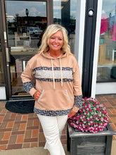 Load image into Gallery viewer, Camel Floral Contrast Oversized Hoodie