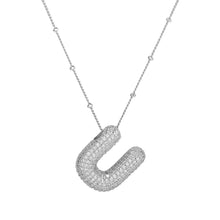 Load image into Gallery viewer, Sterling Silver Filled Balloon Bubble Initial Necklace