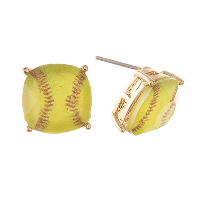 Crystal Softball Stud Earrings