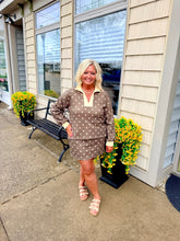 Load image into Gallery viewer, Brown &amp; Butter Yellow Polka Dot Luxe Skort Set