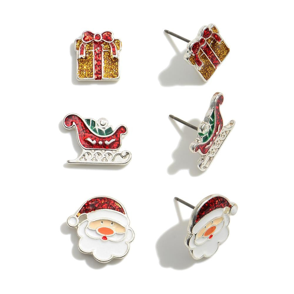 Christmas Stud Earring set Featuring three Pairs