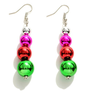 Christmas Ornament Beaded Drop Earrings