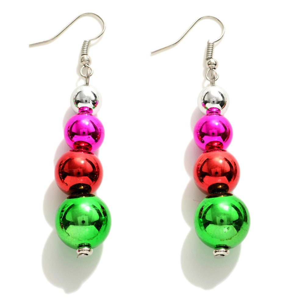 Christmas Ornament Beaded Drop Earrings