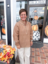 Load image into Gallery viewer, Two Tone Camel Half-Zip Sweater