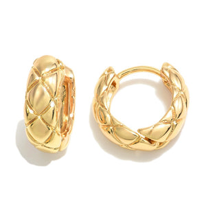 14K Gold Dipped Metal Weave Hinged Hoop Earrings