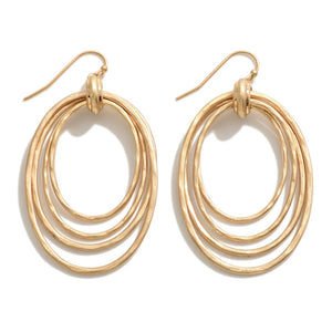 Worn Metal Drop Earring With Tapered Circular Drops