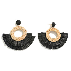 Woven Circular Raffia Earring