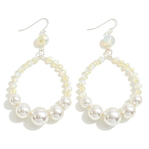 Dainty Circular Drop Earrings Featuring Tapered Pearl Beads