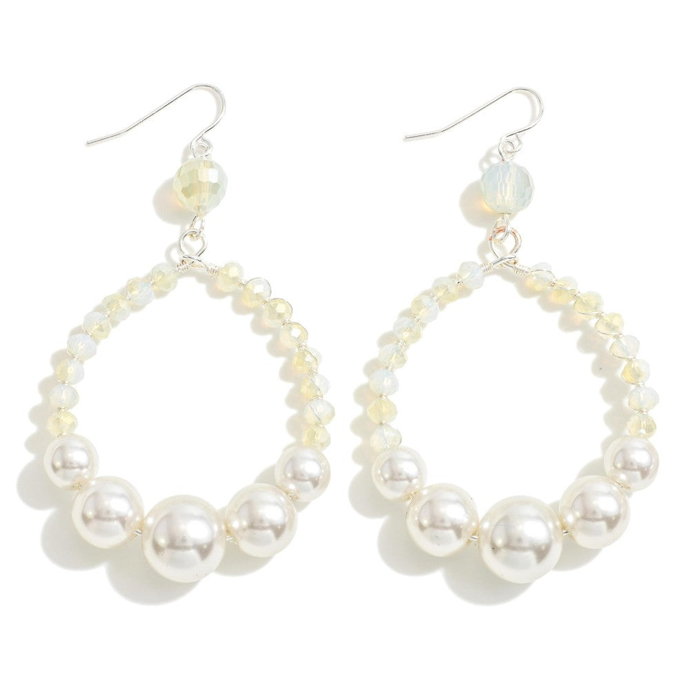 Dainty Circular Drop Earrings Featuring Tapered Pearl Beads