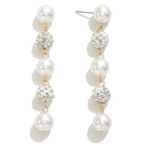 Rhinestone Accented Beaded Drop Earrings