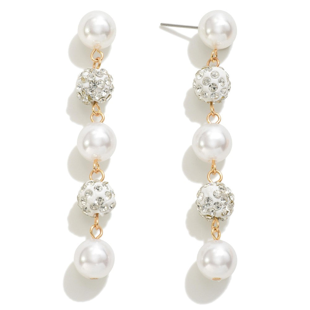 Rhinestone Accented Beaded Drop Earrings