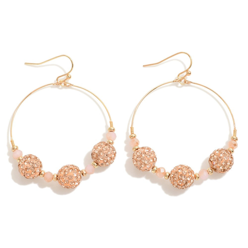 Dainty Circular Drop Earring With Rhinestone Beaded Accent