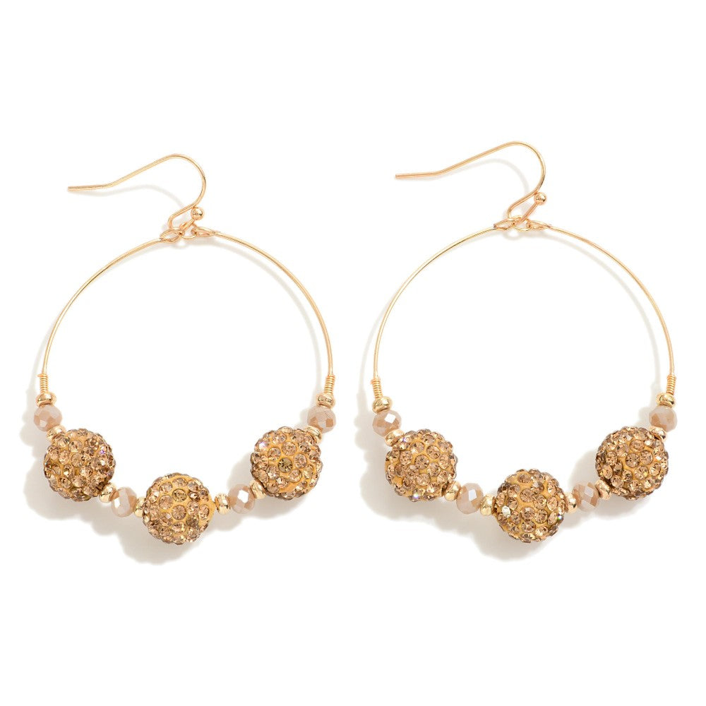 Dainty Circular Drop Earring With Rhinestone Beaded Accent