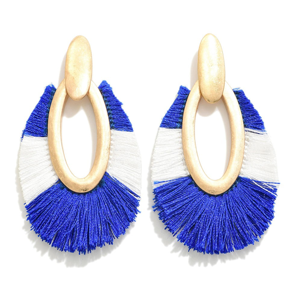 Two Tone GameDay Tassel Drop Earrings