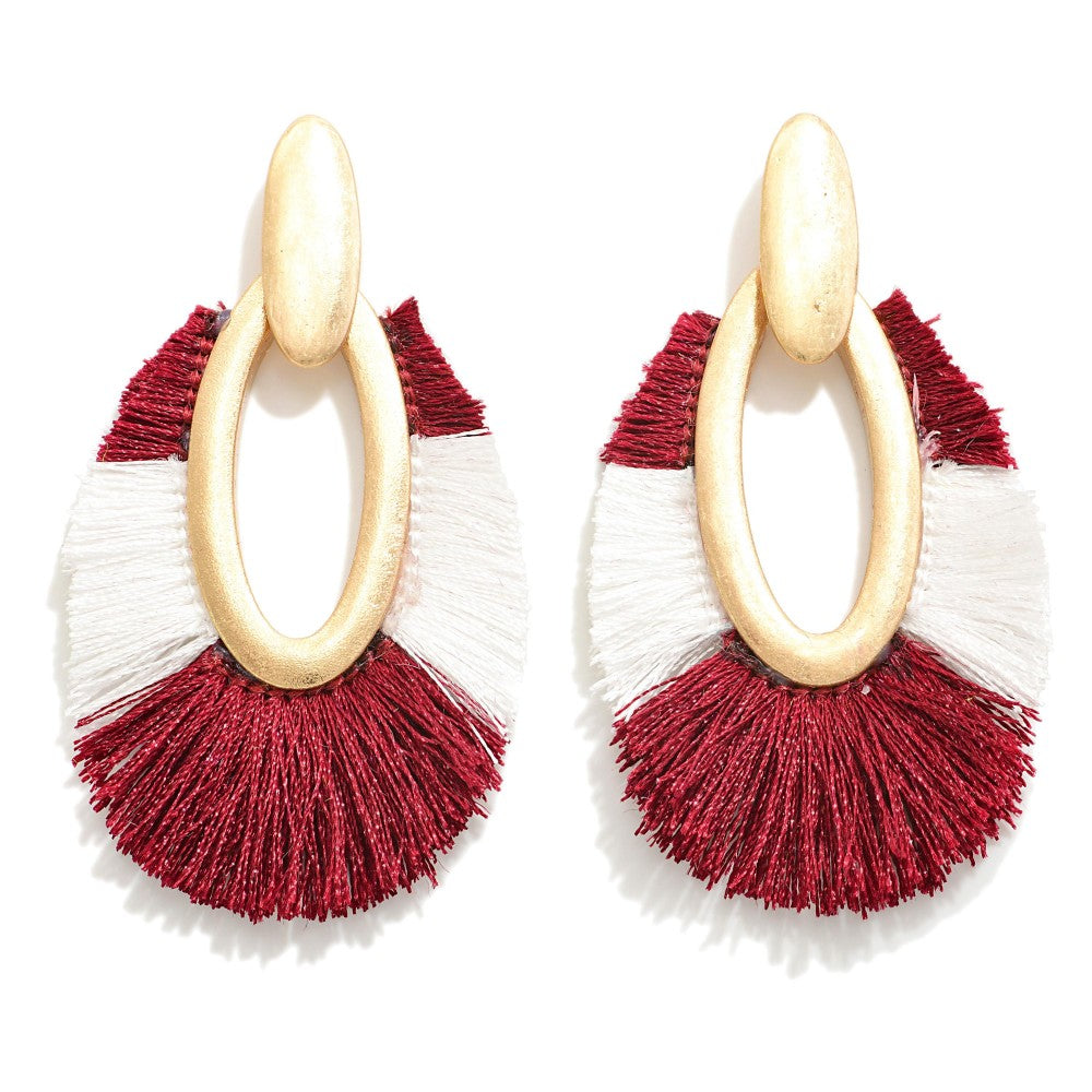 Two Tone GameDay Tassel Drop Earrings
