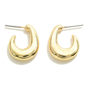 Simple Gold Tone Metal Curl Huggie Hoop Earrings