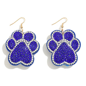 Rhinestone Studded  Kentucky Paw Print Puffer Drop Earring