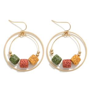 Nesting Circular Drop Earring With Dimpled Bead Detail