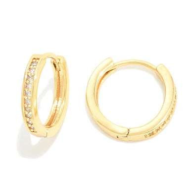 Dainty Gold Dipped CZ Paved Huggie Hoop Earrings