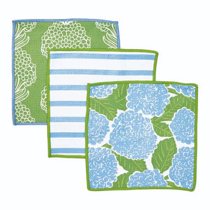 Dish Cloths Set of 3- Blue Hydrangea