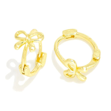 Gold Tone Huggie Hoops With Bow Detail