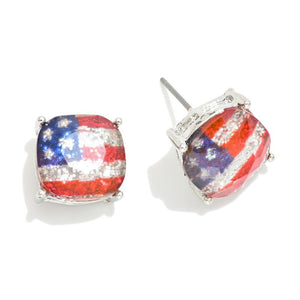 American Flag Glitter Resin Stud Earrings