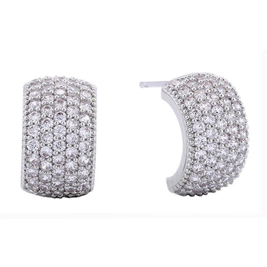 Gold Dipped Cubic Zirconia Pave Half Hoop Drop Earrings