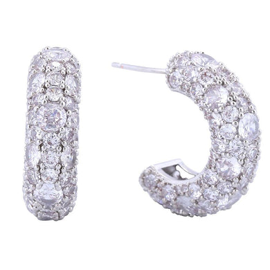Gold Dipped Pave Cubic Zirconia Hoop Earrings