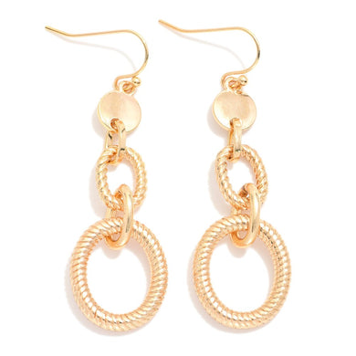 Textured Metal Tone Chain Link Drop Earrings