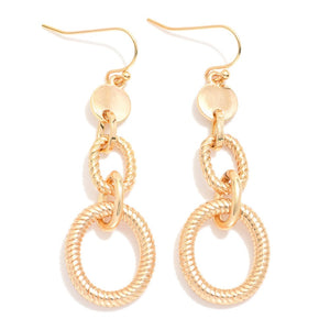 Textured Metal Tone Chain Link Drop Earrings