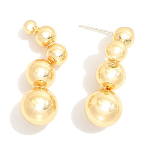 Linked Gold Tone Circle Post Drop Earring