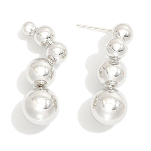 Linked Silver Tone Circle Post Drop Earring