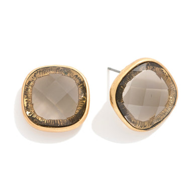 Squared Glass Crystal Stud Earring