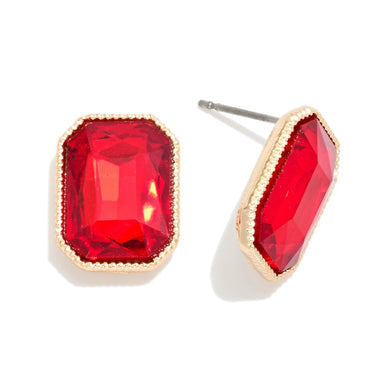 Rectangular Glass Crystal Stud Earring