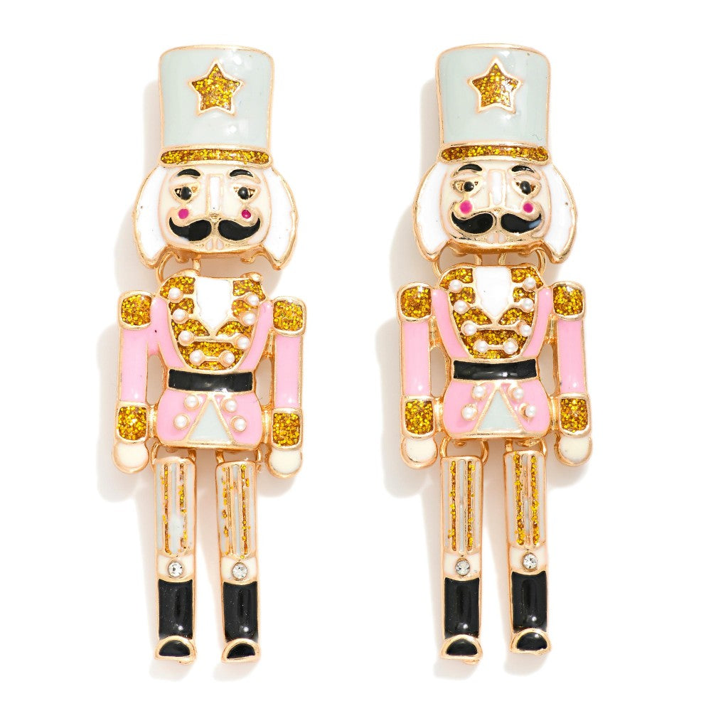 Enamel Nutcracker Drop Earrings