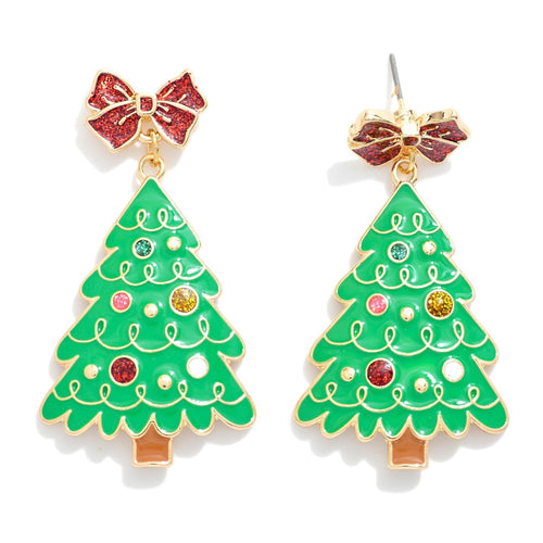 Enamel Christmas Tree Earrings